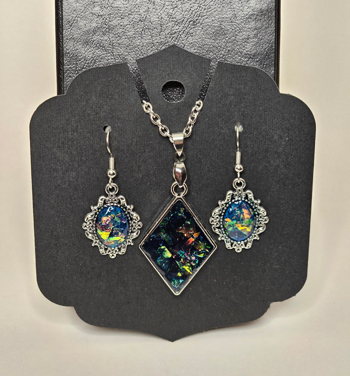 Opal Effect Pendant and Earring set