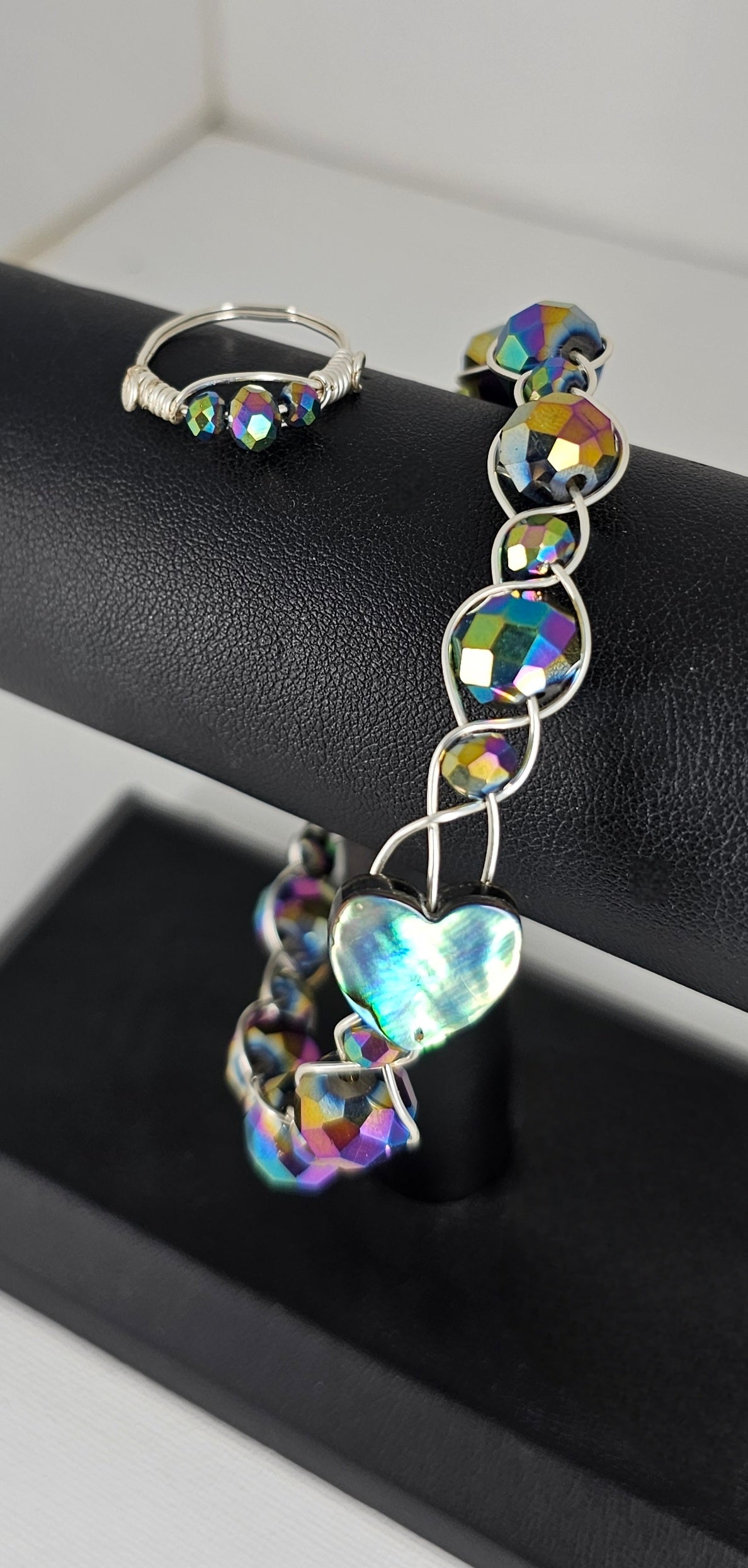 Heart gem bracelet and ring