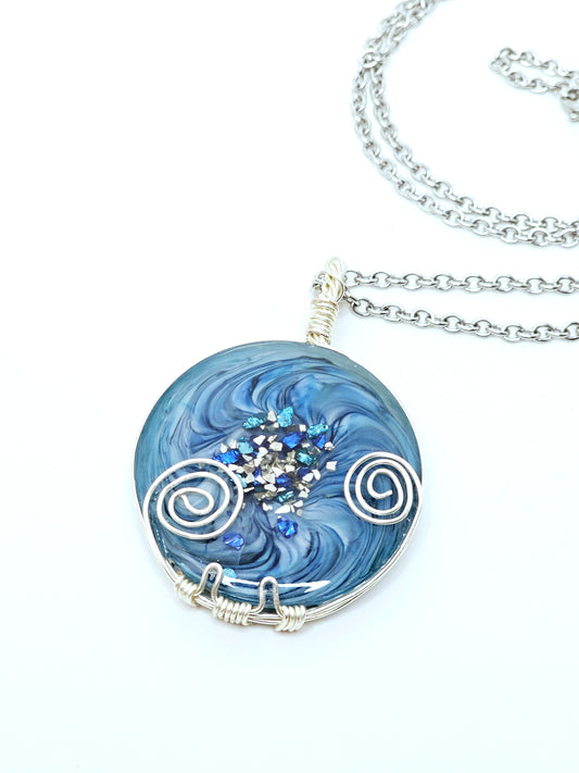 Blue Spiral Neckalce
